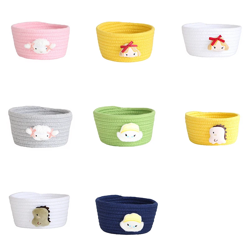 

Cartoon Animals Hand Woven Storage Basket Kids Toys Desktop Organizer Sundries Storage Box Laundry Baskets