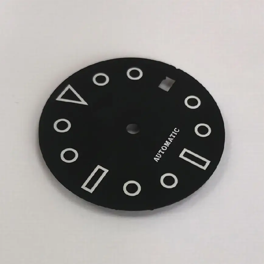 New watch accessory 28.5mm watch dial black face green luminous dial for NH35 automatic movement