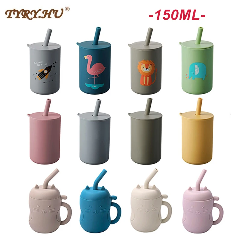 Silicone Baby Feeding Drinkware Straw Cup kid Learning Feedi