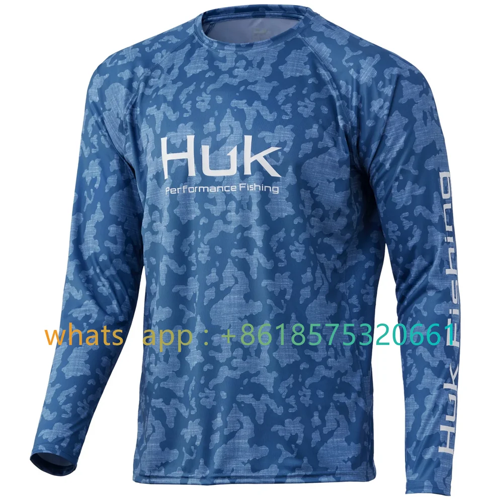 Huk Men's Pursuit Camo Vented Long Sleeve Shirt Fishing Shirt Protection Fishing Wear Anti Uv Breathable Coat Fishing Shirt 2023