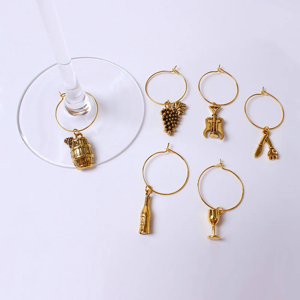 

6 шт., золотые подвески для вина, новый дизайн, маркеры для бокалов для вина, кольца, маркер, рождественская вечеринка, бар, украшения для стола, рождественские подарки