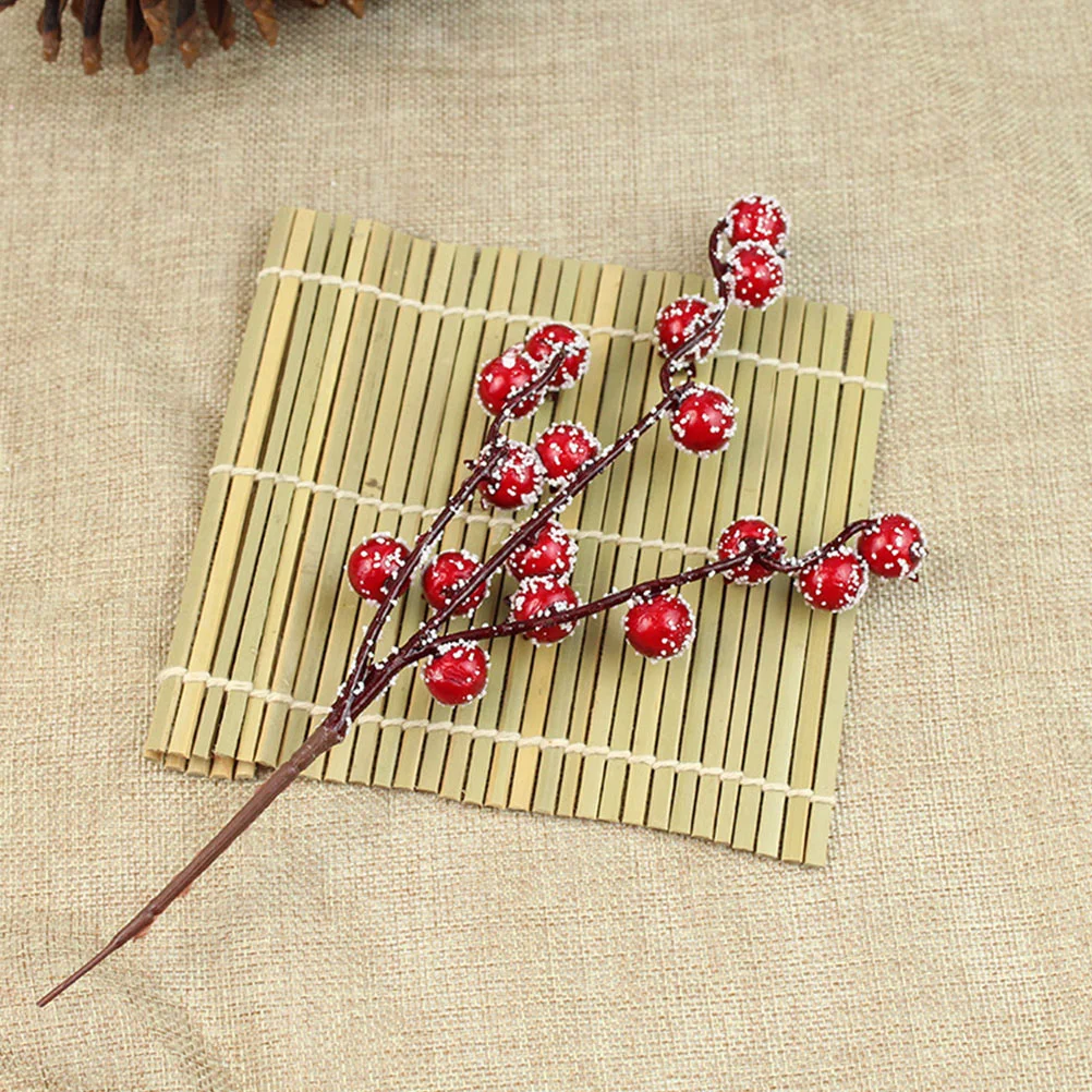 

Berry Christmas Artificial Red Berries Stems Holly Branches Picks Treefake Decor Stem Flower Frosted Branch Flowerssnowy