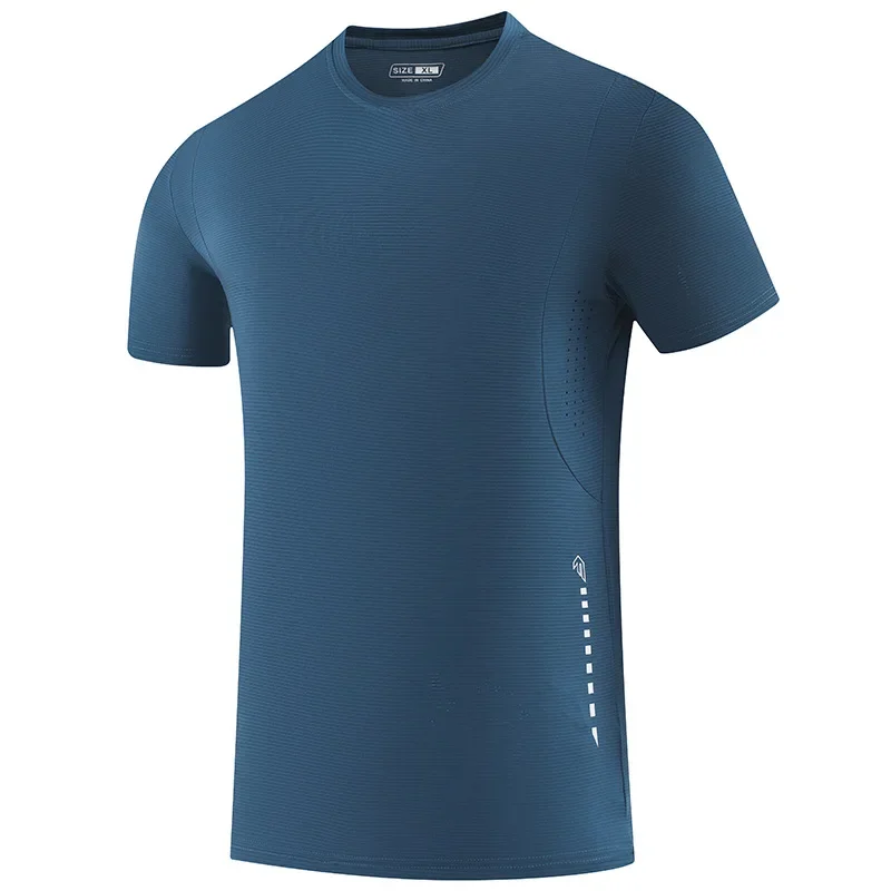 2024 New Summer Thin Sports Ice Sensation Quick Drying Round Neck Short Sleeves Men's Sweat Absorbent Energy Training T-shirt