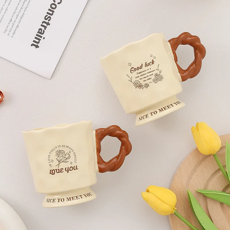 

European Style Creative Wine Cup, Milk Mug, Niche Design, Home Office Ceramic Cup, High Beauty Drinking Cup for Girls