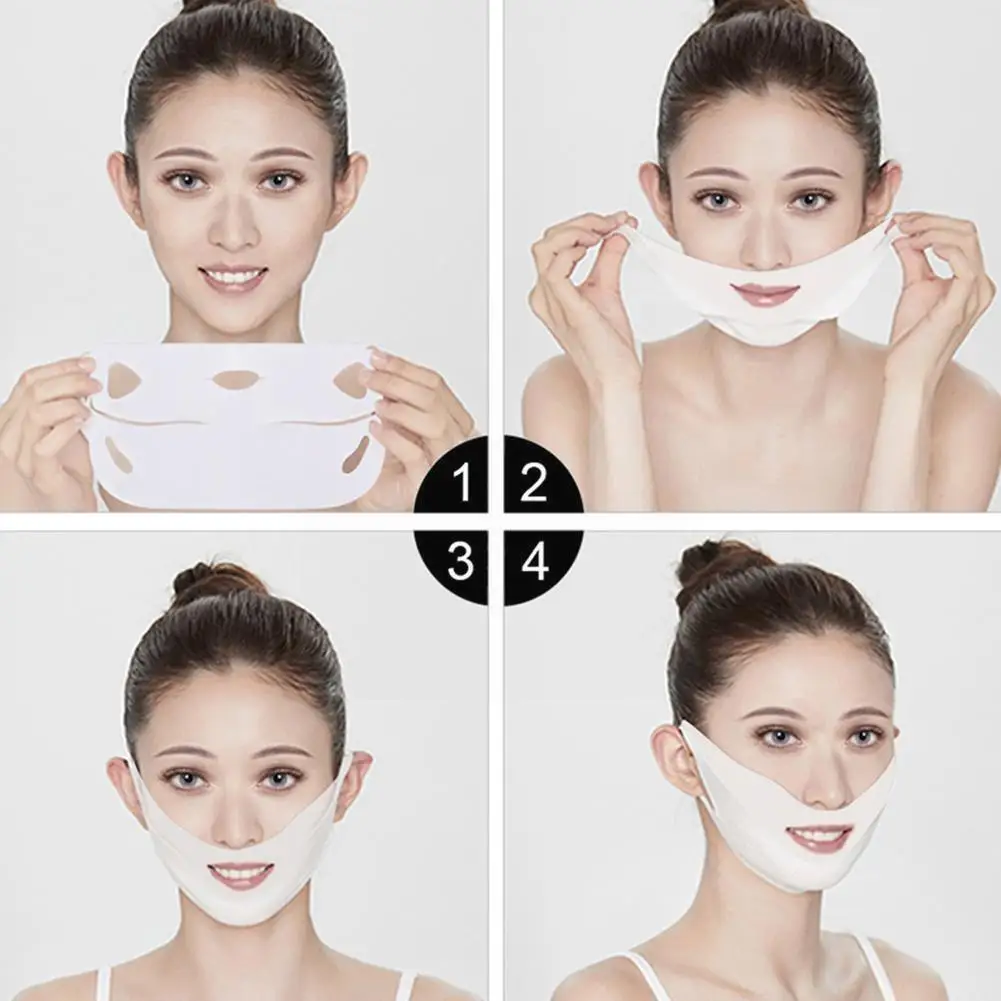 

Многоразовый силиконовый мягкий гель для подтяжки лица, патч против морщин, бандаж, форма кожи, отбеливание, лента для двойного подбородка, ...