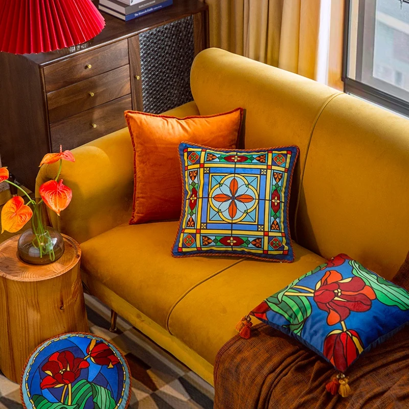 DUNXDECO Итальянская роза окно тюльпан цветочный чехол для подушки квадратная