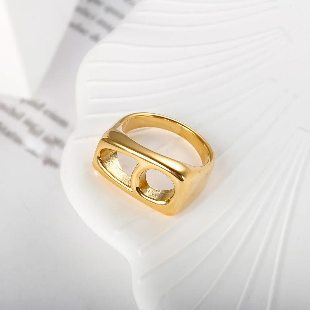 Необычное два геометрических полых колец из нержавеющей стали