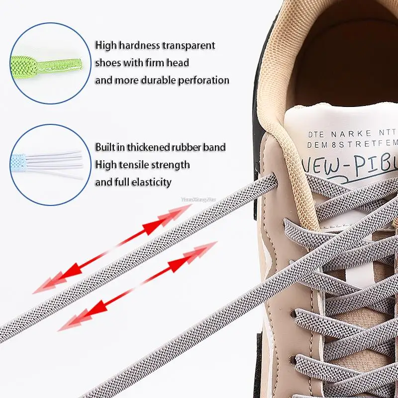 Fashion No Tie Shoe laces Elastic Laces Sneakers Flat Shoelaces without ties Kids Adult Quick Shoe lace Rubber Bands for Shoes