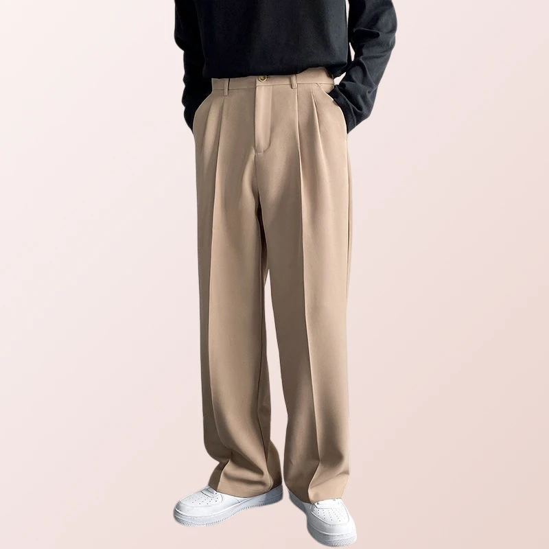 

2023 Spring Men's Loose Straight Wide-Leg Suit Pants Casual Three-Dimensional Draping Trousers Streetwear Fashion