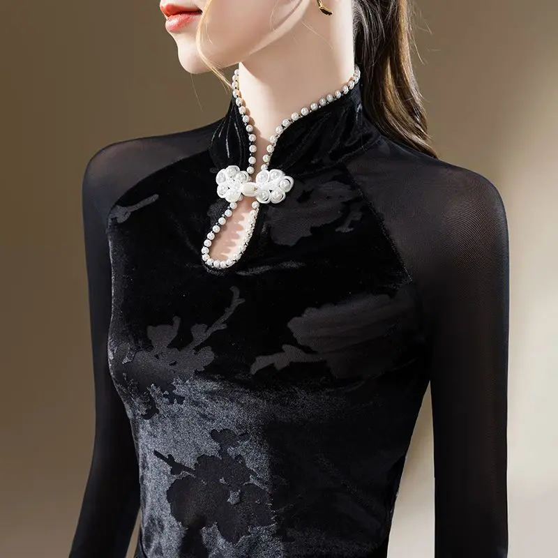 Женская базовая рубашка в китайском стиле