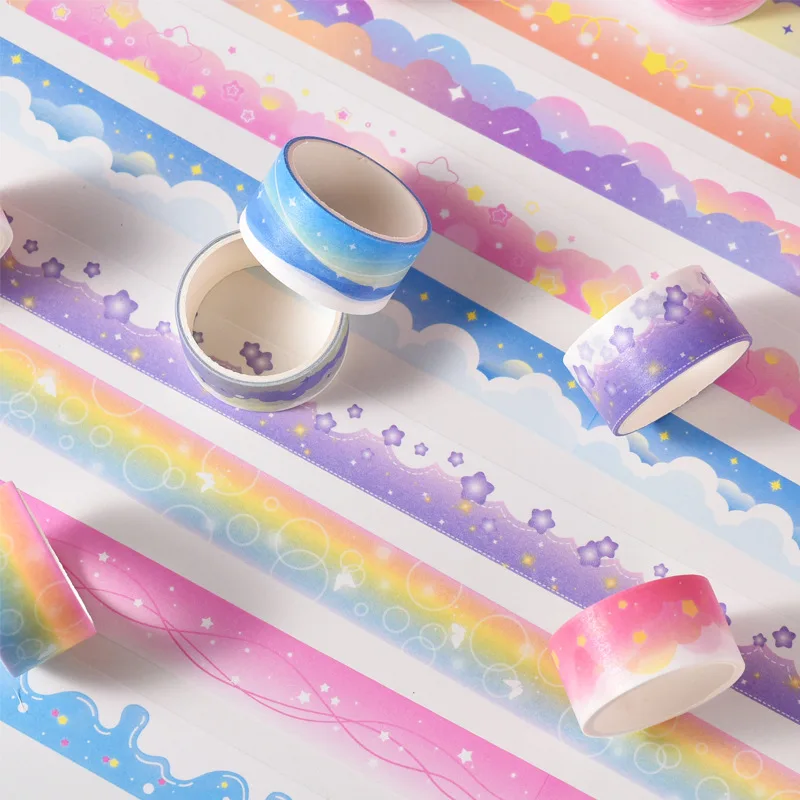 

4PCS Decorative Adhesive Tape Fantasy Clouds Stars Bubbles Cute Masking Washi Tape Set Diy Scrapbooking Sticker Label Stationery