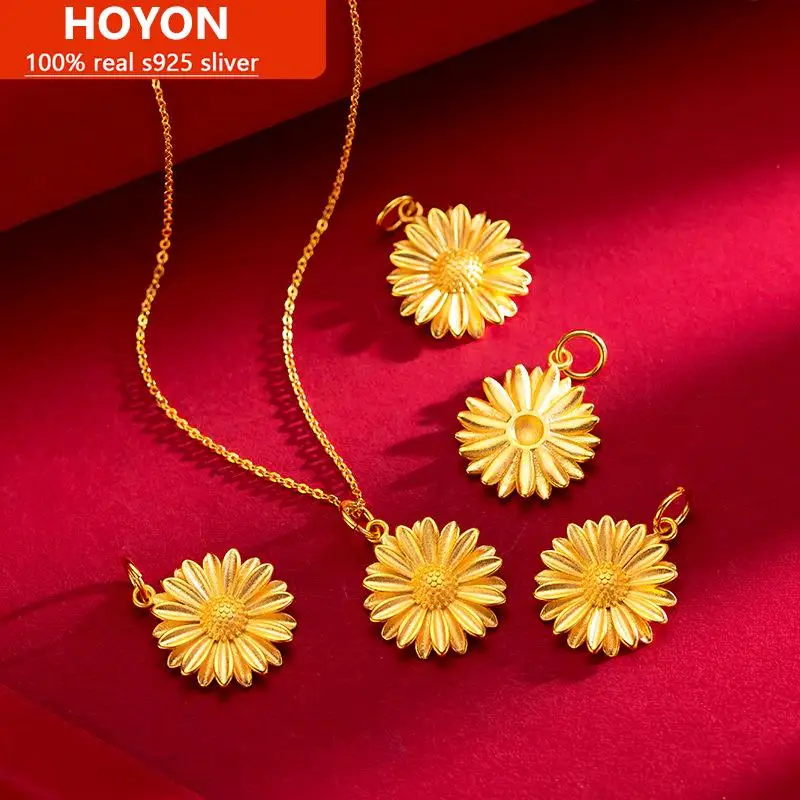 

HOYON Fashion Korean style daisy o-word necklace for women fresh sweet sun flower clavicle chain birthday gift for girlfriend