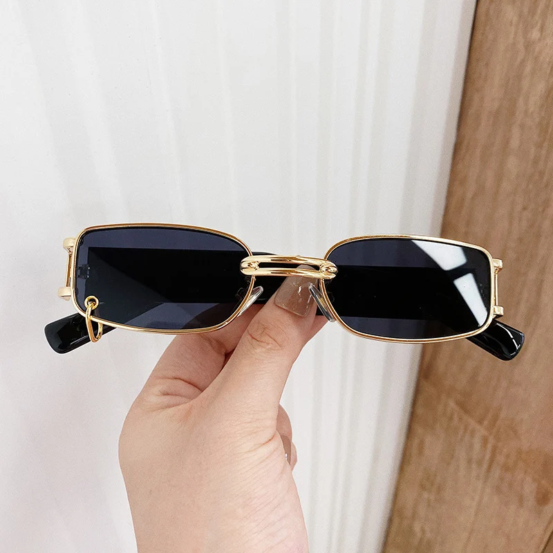 

SO&EI Ins Popular Fashion Small Rectangle Women Luxury Sunglasses Brand Designer Vintage Punk Men Sun Glasses Shades UV400