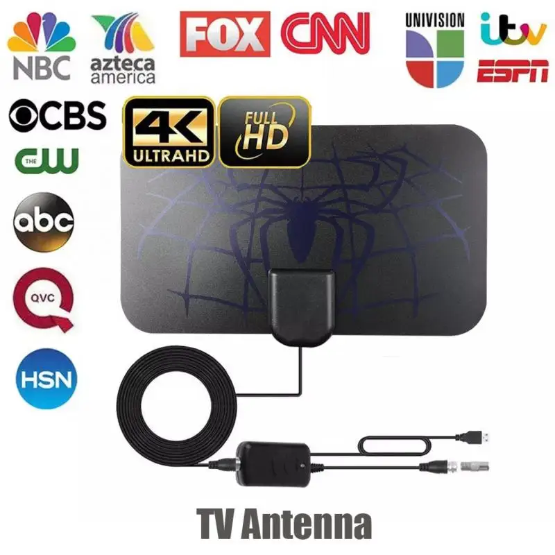 

HD ТВ-антенна 1080P 4K для помещений, радиус действия 50 миль, ТВ-антенна с цифровым кабелем, 470 ~ 862 МГц, HD-антенна с высоким коэффициентом усиления, ...