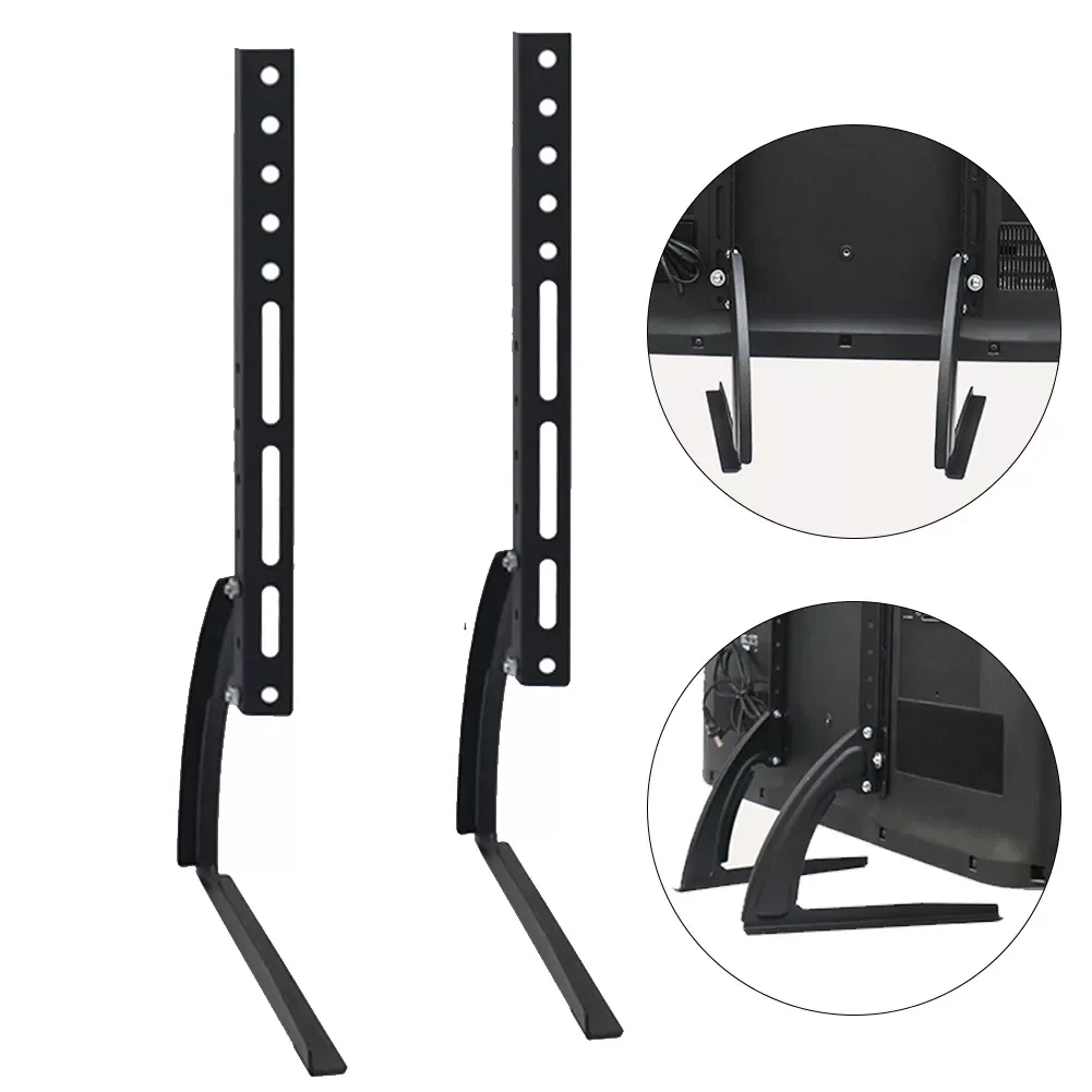 

Home Easy Install Steel Stable Black Mount Durable TV Stand Base Multi Hole Triangle Universal Adjustable Table Top With Screws