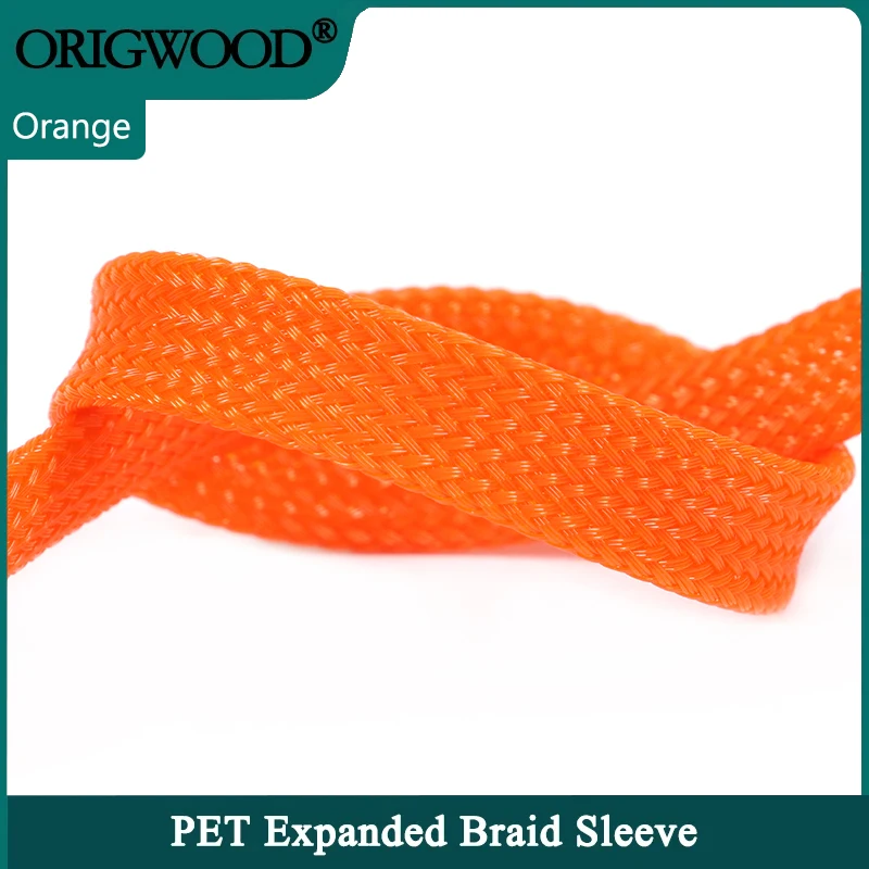 Плетеная оболочка для электрических кабелей 1-50 м оранжевая из змеиной кожи