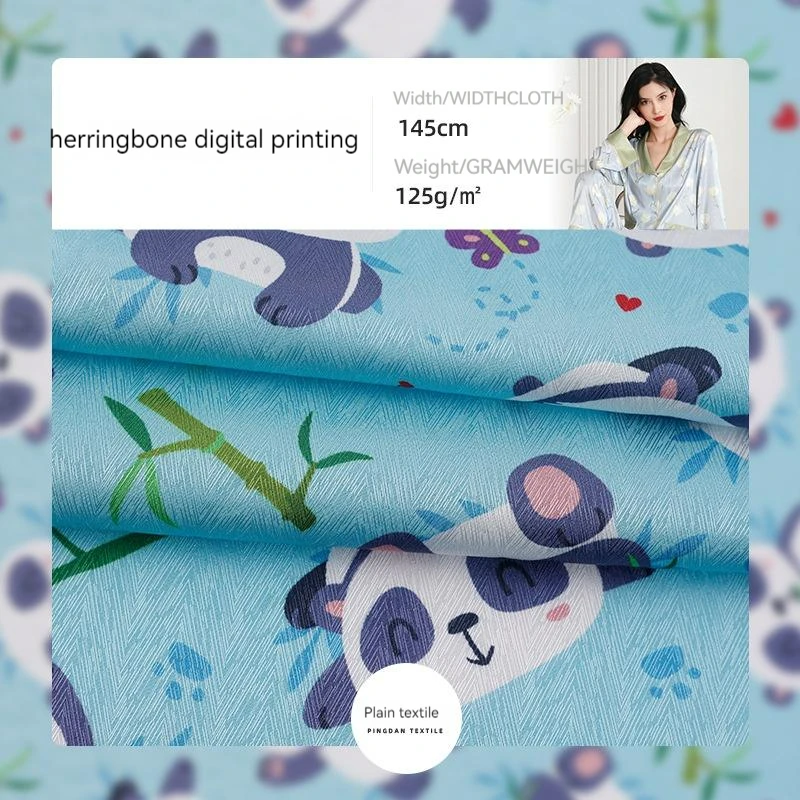 

Herringbone Digital Printed Fabric, Silky And Simulation Silk, Spring Summer Sleepwear Dress