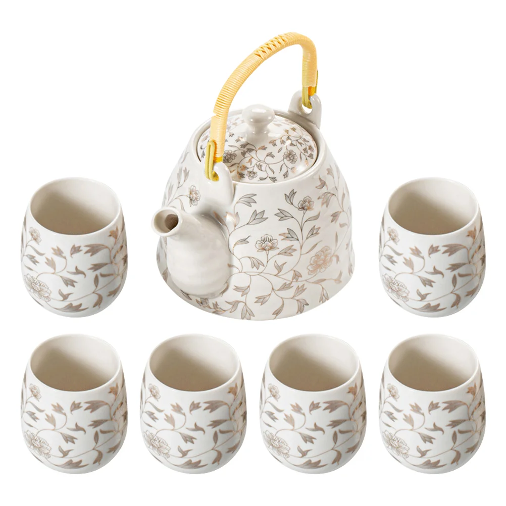 

1 Set of Ceramic Teapot with Tea Cups Home Tea Kettle with Handle Tea Drinking Cups