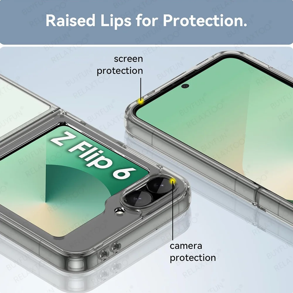 Чехол для Samsung Galaxy Z Flip 6 прозрачный чехол ПК Flip6 ZFlip ZFlip6 5G 2024 противоударный бампер