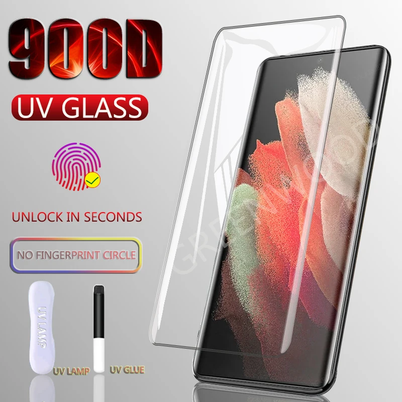 

900D УФ закаленное стекло для Samsung Galaxy S21 Plus Ultra S22 защита для экрана Note 20 10 9 8 Plus S10E S20 5G S 21 5G S10 + пленка