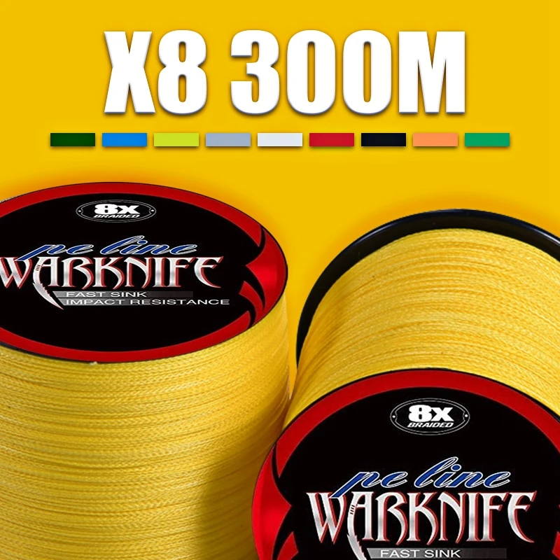 Warknife X8 Braided Fishing Line 300M 6-300LBS Thread 0.10-1.00mm Super Saltwater Fishing Rope for Sea LURE Line