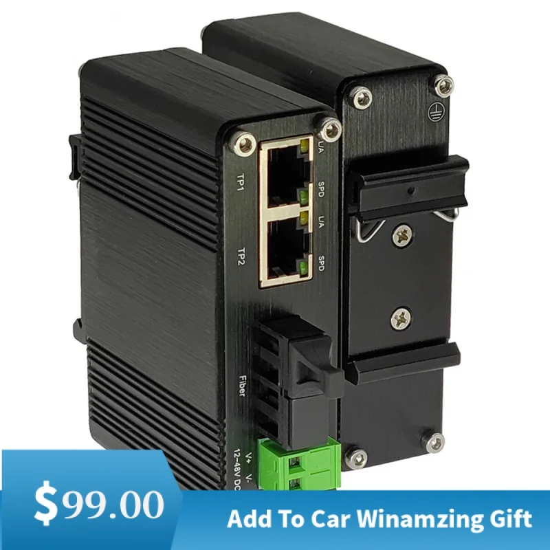 

Mini Industrial 2 Port Gigabit Fiber Media Converters,2 10/100/1000Base-TX Optical Transceiver,Single Mode 20Km/40Km/60Km/80Km
