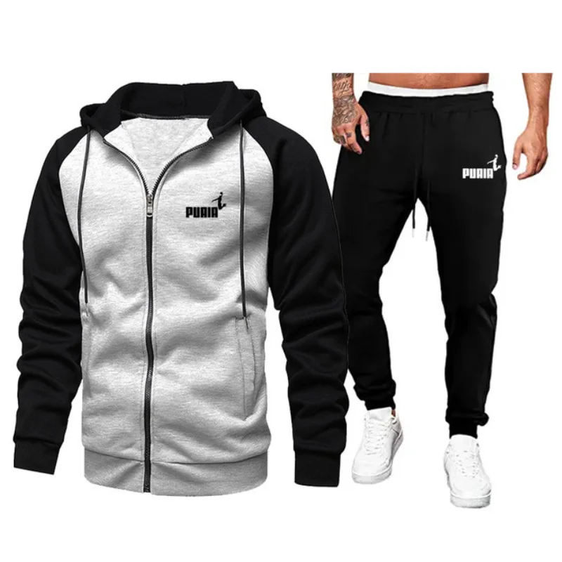 

2023 Men's Tracksuits Winter Zipper Jacket+Jogging Pants 2 Piece Set Male Casual Hooded Sportswear Sets Autumn Gyms Sweat Suits