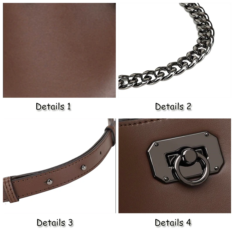 2023 New Luxury Women Shoulder Bag Genuine Leather Female Bucket Bags Lady Fashion Versatile Metal Chain Handbag Messenger Bag