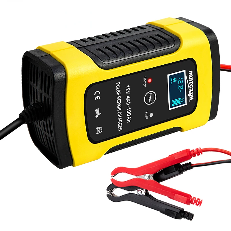 

12V 6A Full Automatic Car Battery Charger Power Pulse Repair Chargers Wet Dry Lead Acid Battery Chargers Digital LCD Display