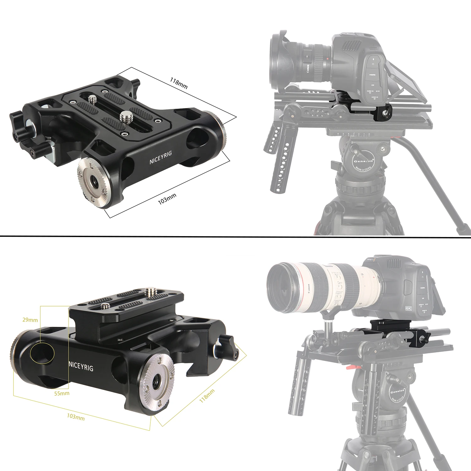 Фото NICEYRIG Rosette Mount 15mm Rod Rail Baseplate with Dovetail Clamp for ARRI Standard Bridge Plate for Cinema Camera №3