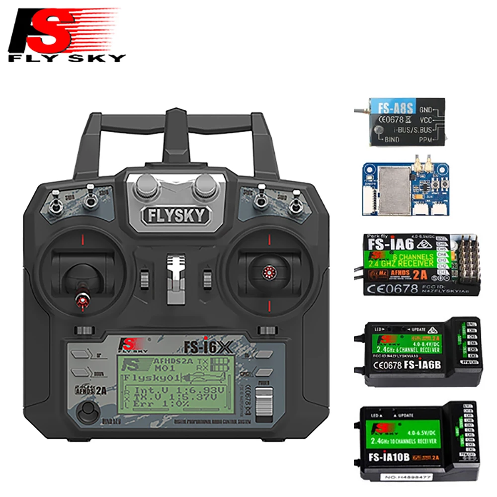 Flysky FS-i6X 6CH-10CH 2.4GHz AFHDS 2A RC передатчик с FS-iA6B FS-iA10B FS-X6B FS-A8S FS-AI6 приемником для RC самолета.