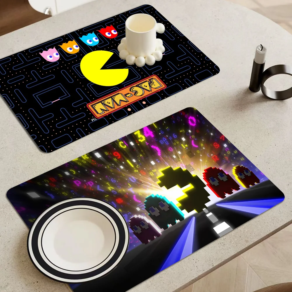 P-PAC-M-MANS Быстросохнущий коврик для посуды с принтом Кухонный нескользящий