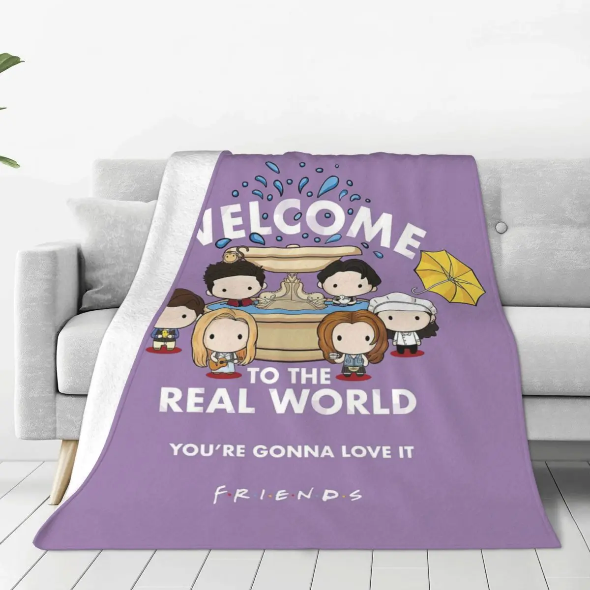 

Friends TV Show Velvet Throw Blankets Kawaii Cartoon Blankets for Bed Travel Ultra-Soft Bedspread