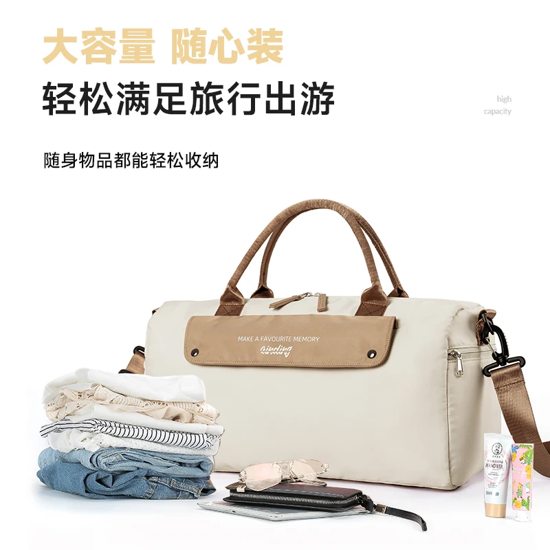 Waterproof Travel Bag for Women Sports Duffel Tote Gym Bags Shoulder Weekender Overnight Bags Luggage Handbag 19L Large Capacity