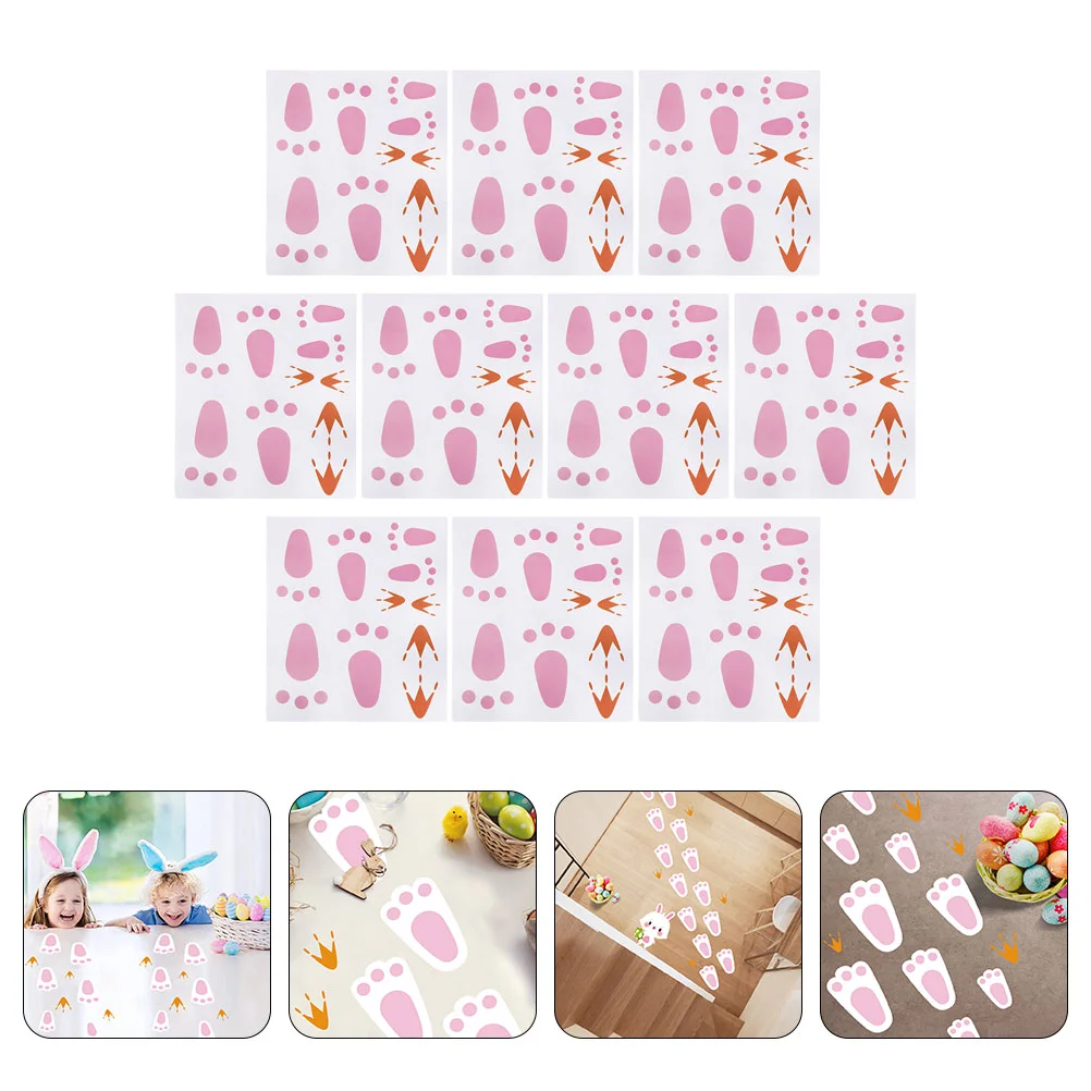 

10 Sheets Bunny Footprints Easter Bunny Feet Stickers Easter Decals Easter Bunny And Chick Sticker Easter Bunny Footprints