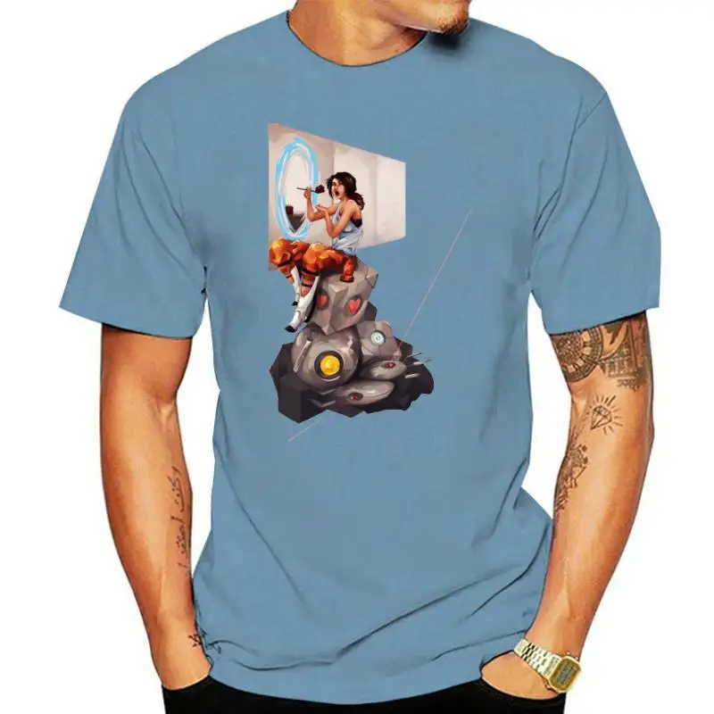 

Женская футболка с изображением портала ладони и Chell