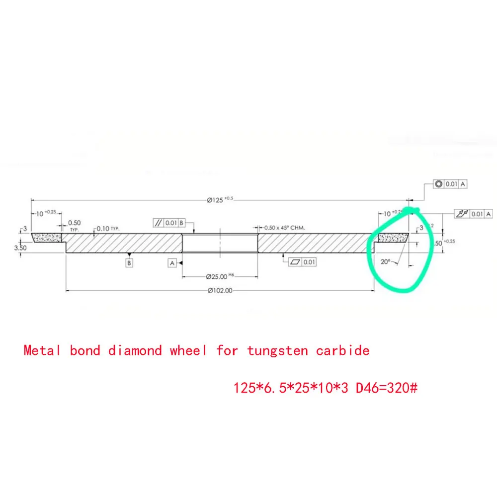 

Metal bond diamond wheel for tungsten carbide