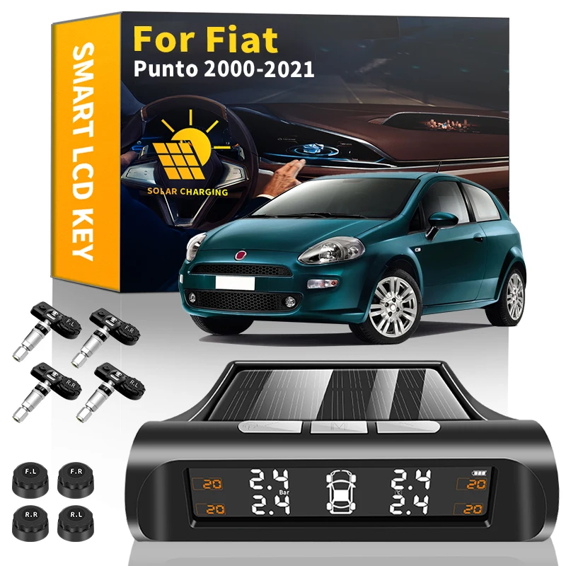 

Автомобильная TPMS система контроля давления в шинах, солнечная энергия, ЖК-дисплей, автомобильная система сигнализации для Fiat Punto 2000-2021, аксе...