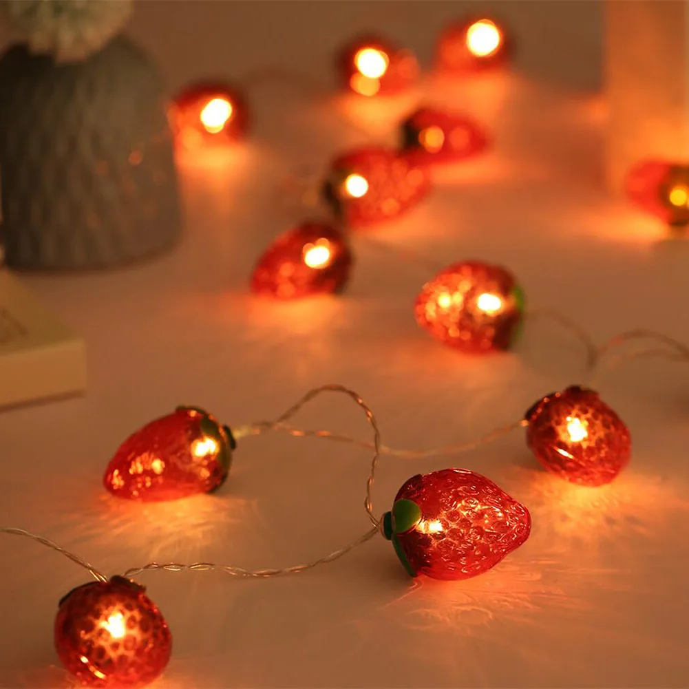 

String Lamp Christmas Decor Battery Powered Strawberry Party Lighting Garden Supplies Waterproof for Wedding Living Room Bedroom