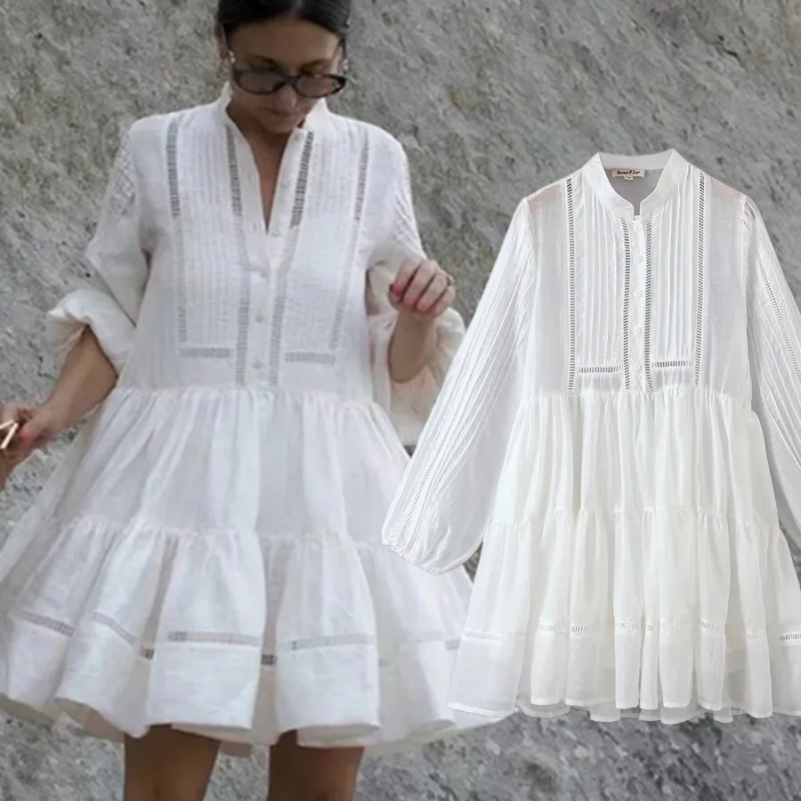 

Maxdutti Модное Элегантное ажурное вечерние жевное вечернее платье с рукавами-фонариками платье блогера женское индийское винтажное весеннее ...