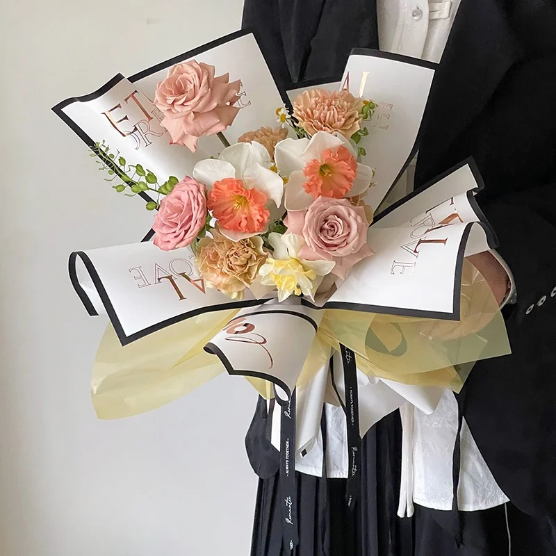 

10 шт. 30x45 см позолоченная черная белая Минималистичная посылка бумага водонепроницаемая утолщенная материал для упаковки цветочных букето...