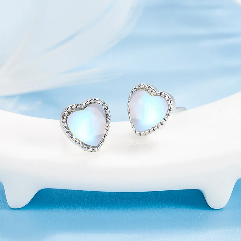 

100% 925 Sterling Silver Moonstone Jewelry Stud Earring Females Aros Mujer Oreja Orecchini Gemstone Moonstone Bizuteria Women