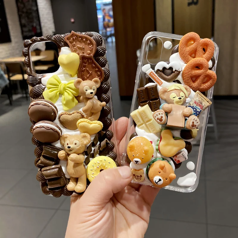 

DIY case for IPhone 12/11 pro max phone cover XS XR Max 3D Handmade for 7/8 6s plus creamy shell Simulation food Brown coffee