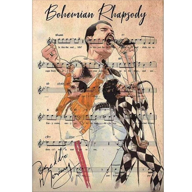 

Музыкальный постер Vintage Bohemian Rhapsody Freddie Mercury Queen 2018