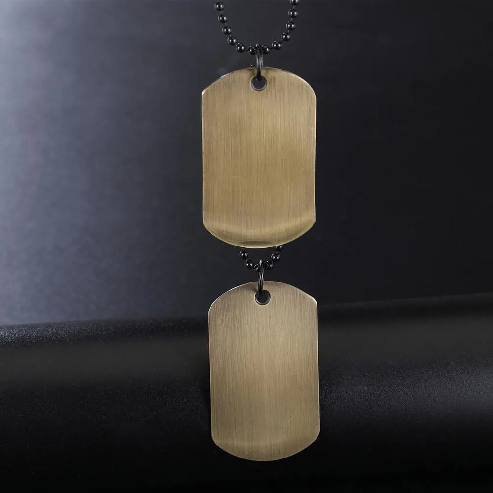 

Stainless Steel Geometric Square Double Dog Tag High Polished Pendant Men's Military Brand Necklace Trend Sweater Chain Jewelry