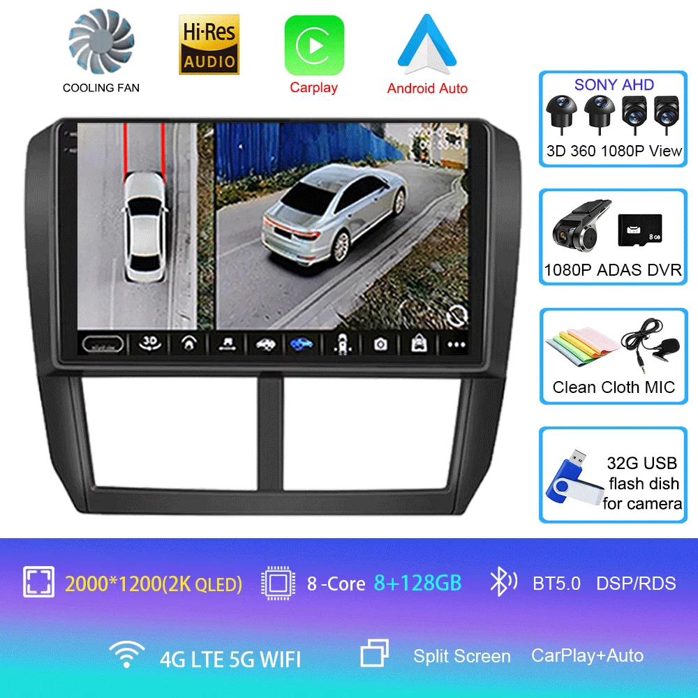 

Автомагнитола Android 16 для Subaru Forester 3 SH 2007-2013, Impreza GH GE, 2 Din, мультимедийный плеер, 2 din, Carplay, головное устройство