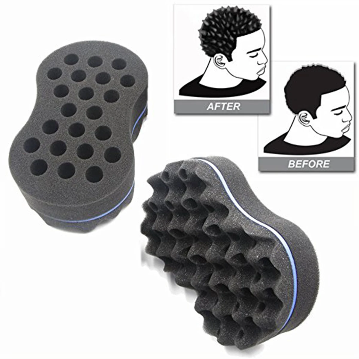 

Brand Double Sided Wave-shaped Sponge Brushes Multi-holes Side Braid Twist Hair Curl Wave Hair Sponge Brush Hair Styling Tools