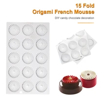 15 cavity even pleated origami pattern french dessert silicone cake mold mousse cupake tray chocolate moulds support wholesale