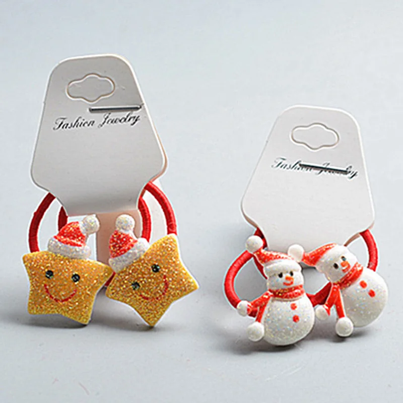 1 пара 15 стилей мультяшная Рождественская елка Снеговик Лось звезда резинки для