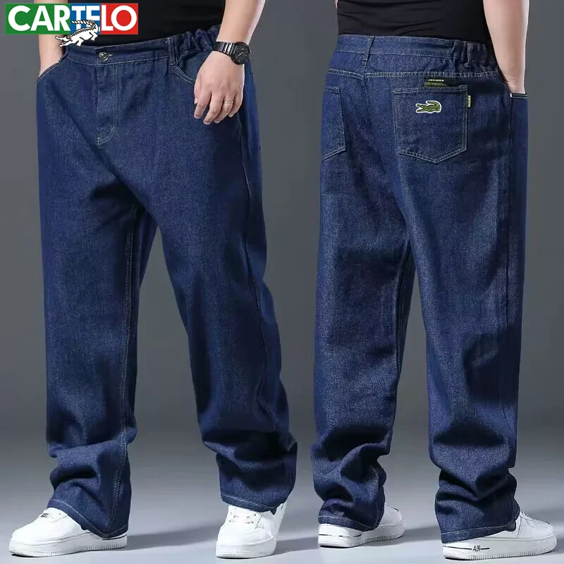 Spring and Autumn Fashion CARTELO Brand New Men's Jeans Large Black Blue Loose Large Jeans Casual Fat Oversized Workwear Pants